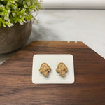 Wooden Stud Earrings - Mushroom