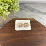 Wooden Stud Earrings - Volleyball