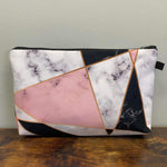 Pouch - Marble Geometric White Black Pink