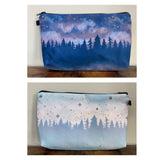 Pouch - Light Blue Dark Blue Trees