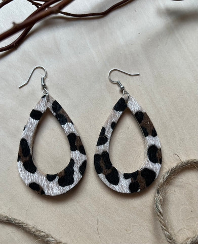 Tear Drop Cheetah Print Earrings