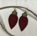 Red and Gold Christmas Light Earrings