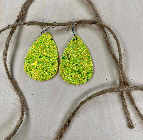 Bright Yellow Sparkle Earrings
