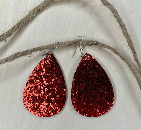 Dark Red Sparkle Earrings